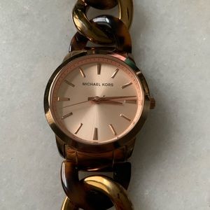 Michael Kors Gold and Tortoise Watch (women’s)